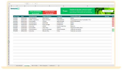planilha conciliação